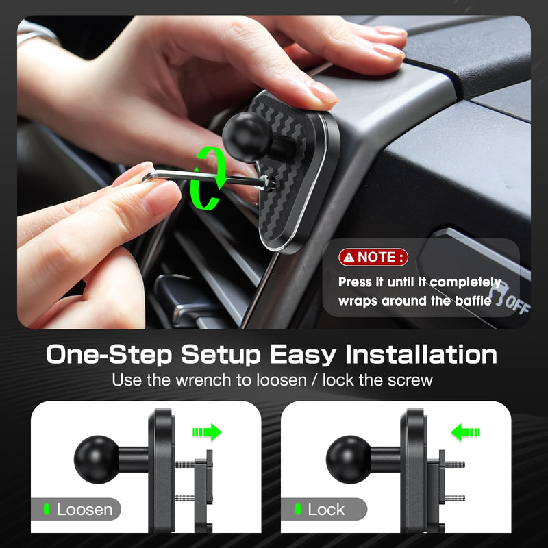 Magnetic Vent Phone Mount with 15W Fast Charging for Ford F-150 2015–2020, Super Duty 2017–2021, Expedition 2018–2021, Metal Magnetic Car Holder Suitable for Most Smartphones Black - Magnetic Charging