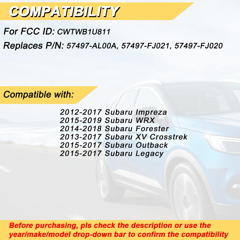 Vurkcy Key Fob Replacement for Subaru Impreza/WRX/Forester/XV Crosstrek/Outback Legacy Car Keyless, CWTWB1U811, 4-Btn (only Work for G chip)