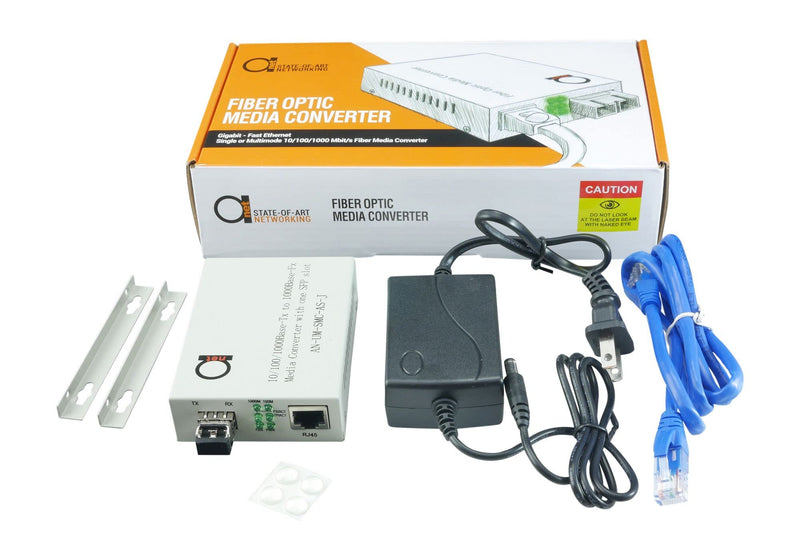 Single Mode LC Gigabit Fiber Media Converter - Includes LC SFP 20 km (12.42 Miles) LC – to UTP Cat5e Cat6 10/100/1000 RJ-45 – Auto Sensing Gigabit or Fast Ethernet Speed - Jumbo Frame - LLF Support