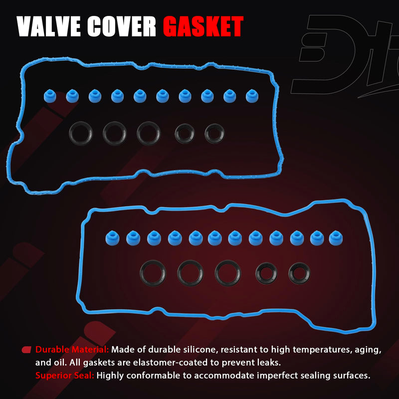 Valve Cover Gasket Set Compatible with Ford Lincoln Vehicle Edge Explorer F150 F-150 2011-2020, Transit 150 250 350, MKS MKT MKX MKZ 2015-2017 3.5L 3.7L V6 Replaces# VS 50814 R, VS50814R, VS50722