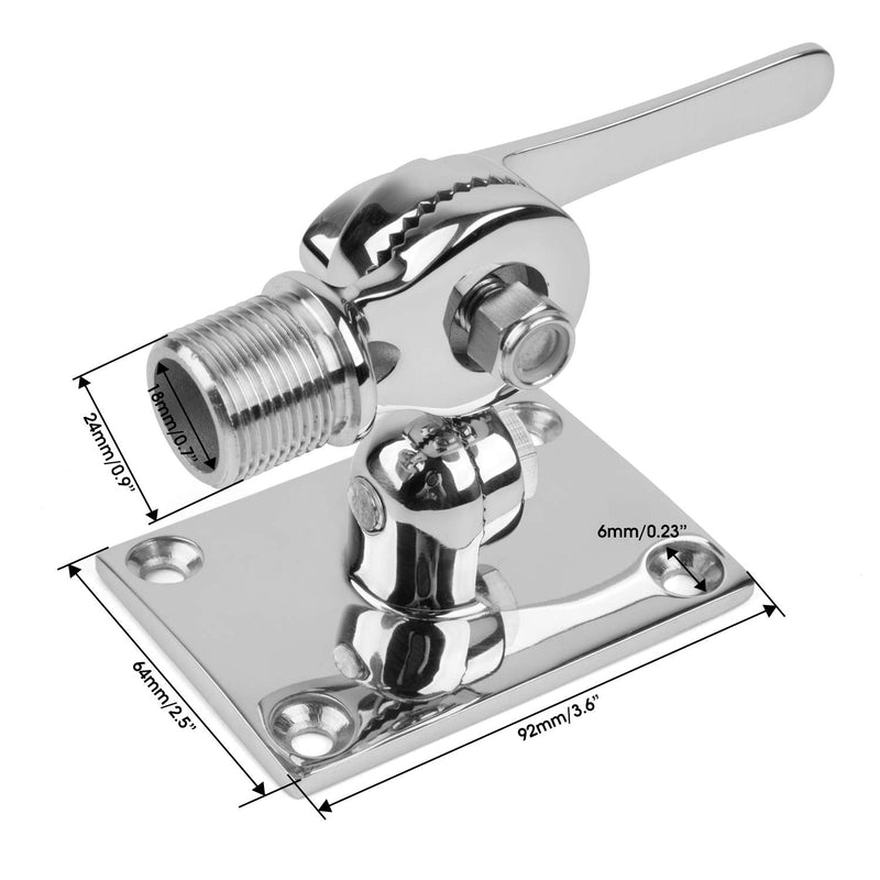 Marine VHF Antenna 316 Stainless Steel Adjustable Base Mount for Boats