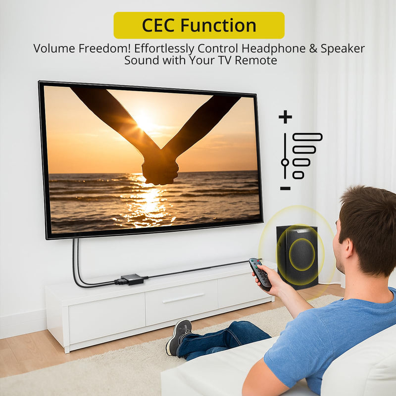 PROZOR 192KHz HDMI ARC to 3.5mm L/R Audio Adapter, 3.3ft/1m ARC Audio Extractor, TV HDMI(ARC) to RCA Converter with 3.5mm to RCA Cable, Adjustable Volume(CEC), for TV to Speaker Amplifier Soundbar HDMI-ARC to R/L
