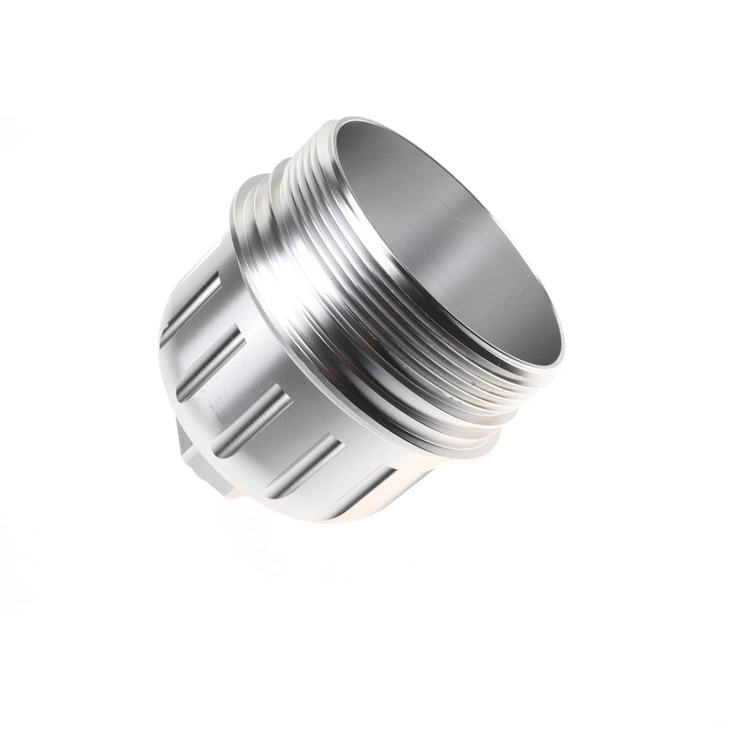 iFJF 134001 Fuel Filter Housing Cap Replacement for 2017-2024 GM Duramax 6.6L L5P Chevy Silverado/GMC Sierra 2500HD 3500HD Billet Aluminum with Drain Plug Silver