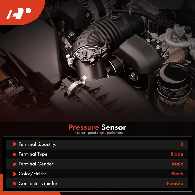 A-Premium Fuel Pressure Sensor [3 Pins] Compatible with Hyundai Sonata, Santa Fe, Accent, Tucson, Genesis, Veloster, Equus, Elantra GT & Kia Soul, Optima, Sorento, Forte, Rio, Sedona, Cadenza, K900