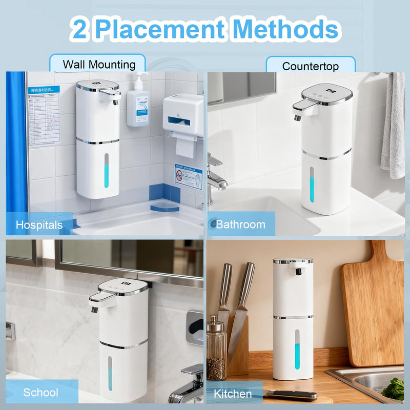 Automatic Liquid Soap Dispenser Touchless, USB Rechargeable Smart Hand Soap Dispenser, 9-Level Adjustable, Physical Button Operation, 13.5oz/400mL Wall Mounted for Bathroom Kitchen Dish Soap White LV9-Liquid