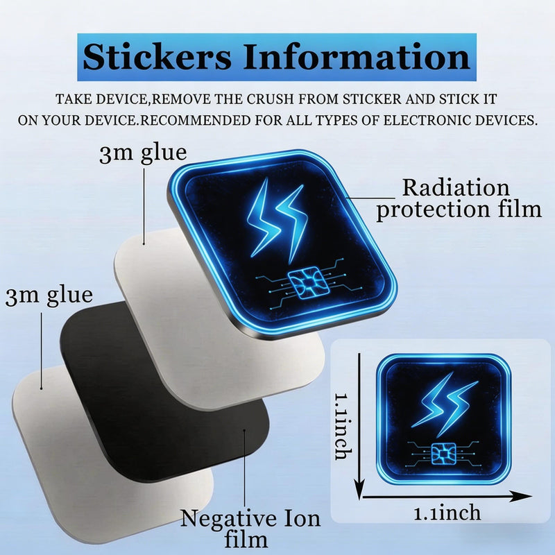6 Pcs Cell Phone Protection Stickers,Blocker Equipment Stickers for Laptops Computers Wi-Fi TV All Electronics Decices - Lightning Style (Black&Blue) Black&blue