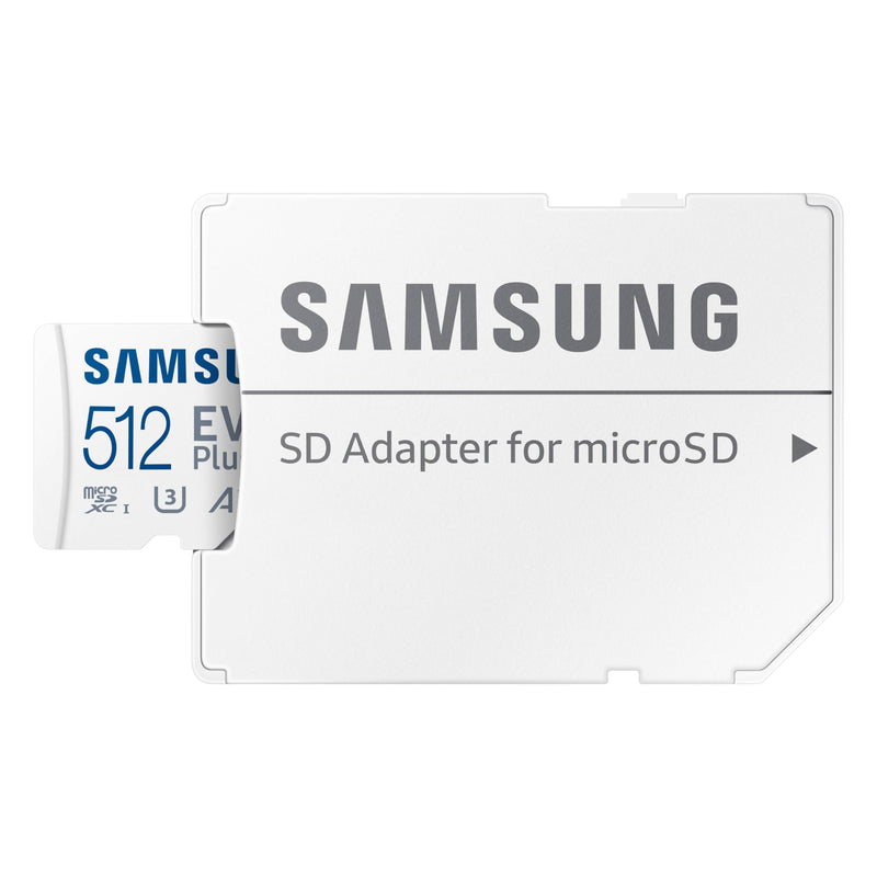 SAMSUNG EVO Plus microSD Memory Card + Adapter, 512GB microSDXC, Speeds Up to 160 MB/s, UHS-I, C10, U3, V10, A3, Upgrade Storage for Phones, Tablets, Gaming Consoles, DSLR Cameras, PCs, MB-MC512SA/AM 512 GB