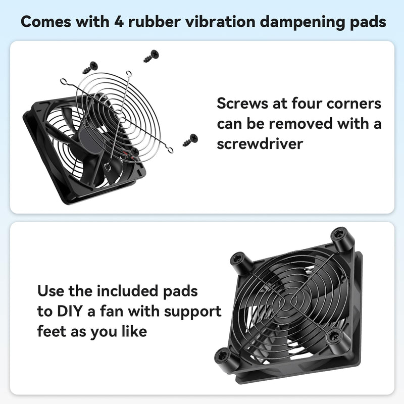 ELUTENG 120mm USB Cooling Fan | 3 Speed Adjustable, Quiet PC Cooling Ventilator, 4 Rubber Feet & Screwdriver