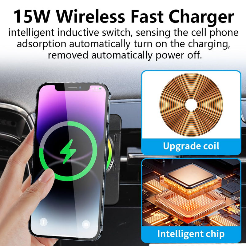 Car Magnetic Phone Mount for Hyundai Tucson 2022 2023 2024 and Hyundai Santa Cruz 2022-2024 Auto Accessories Best Cellphone Holder Fast 15W Wireless Charger Cell Phones Charging Screen Stand for Hyundai Tucson 2022-2024,Santa Cruz 2022-2024