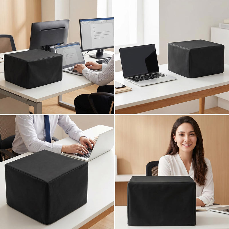 Universal Elastic Waterproof Printer Dust Cover – Heavy-Duty Oxford Fabric Small Appliance Covers with Drawstring & Metal Buckle for Most Printers (19.7 x 17.7 x 11.8 inch, Black)