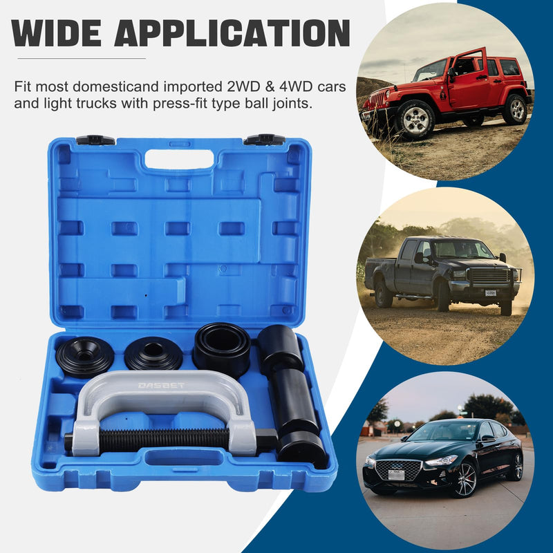 DASBET Ball Joint Removal Tool Kit | Ball Joint Press & U Joint Removal Kit Heavy Duty Ball Joint Press Fits Most 2WD and 4WD Cars Light Trucks 10PCS Ball Joint Service Tool Bushing Press Kit (Blue) Blue