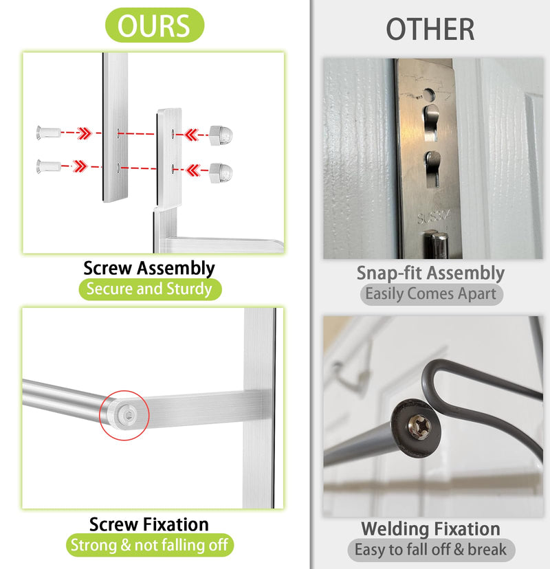 Over The Door Towel Racks for Bathroom, Over The Door Towel Rack, Towel Rack with Hooks for Door Hanging, Towel Bar Over The Door Towel Holder 16Inch, Brushed Nickel 16 Inch