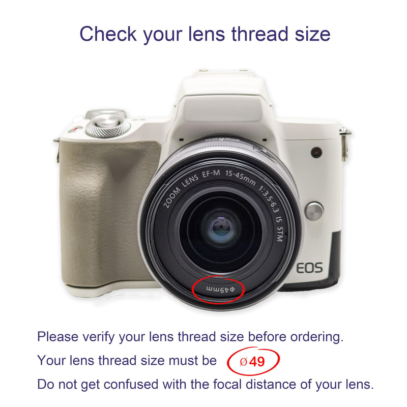 FotoZ 49mm 10x Professional Macro Conversion Lens, Super Macro Lens, for Canon EOS M6 M50 Mark II M100 M200 R50 R100 with EF-M 15-45mm RF-S 18-45mm Kit Lens