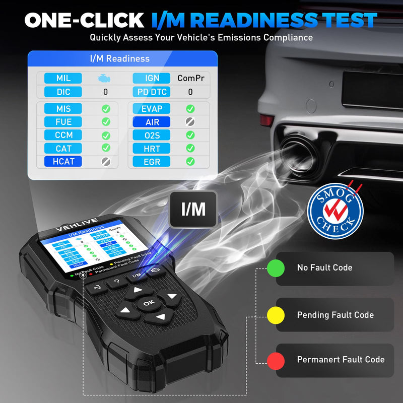 OBD2 Scanner Diagnostic Tool, Check Engine Light Car Code Reader with Reset, Battery Tester, Live Data, Freeze Frame, I/M Readiness, Car Scanner Diagnostic Tool for All OBDII Car After 1996 black