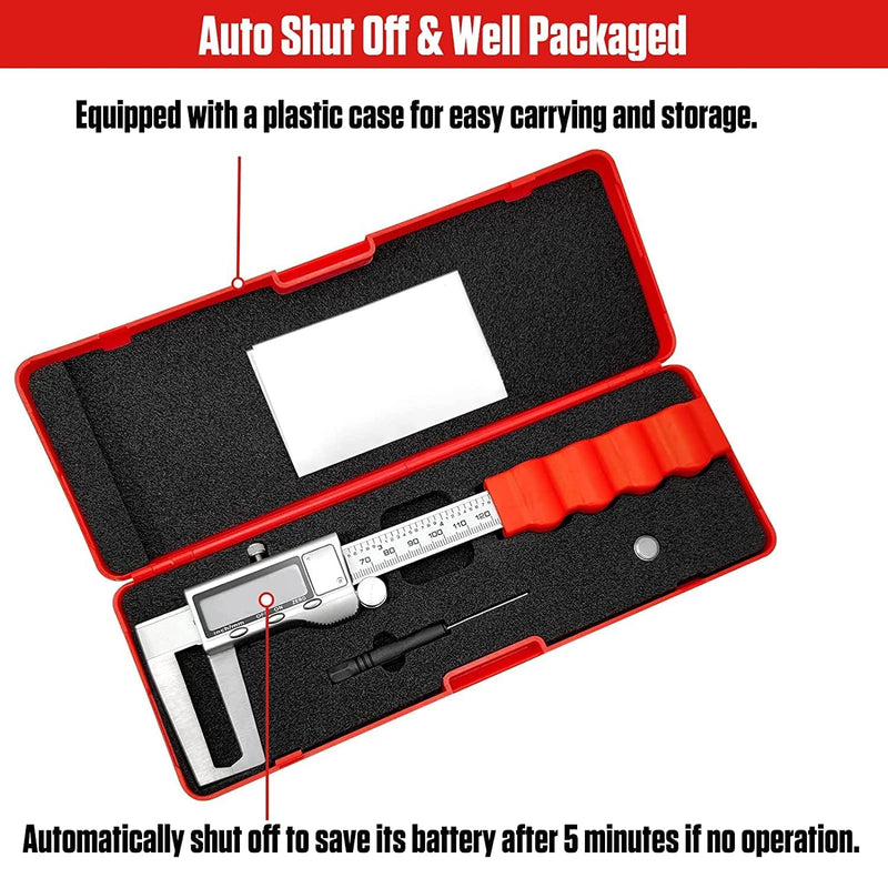 Disc Brake Rotor Micrometer, 6 Inch Brake Rotor Caliper Measuring Tool of Inch and Millimeter Conversion Stainless Steel Electronic Vernier Caliper Auto-Off Feature Electronic Gauge with LCD Screen