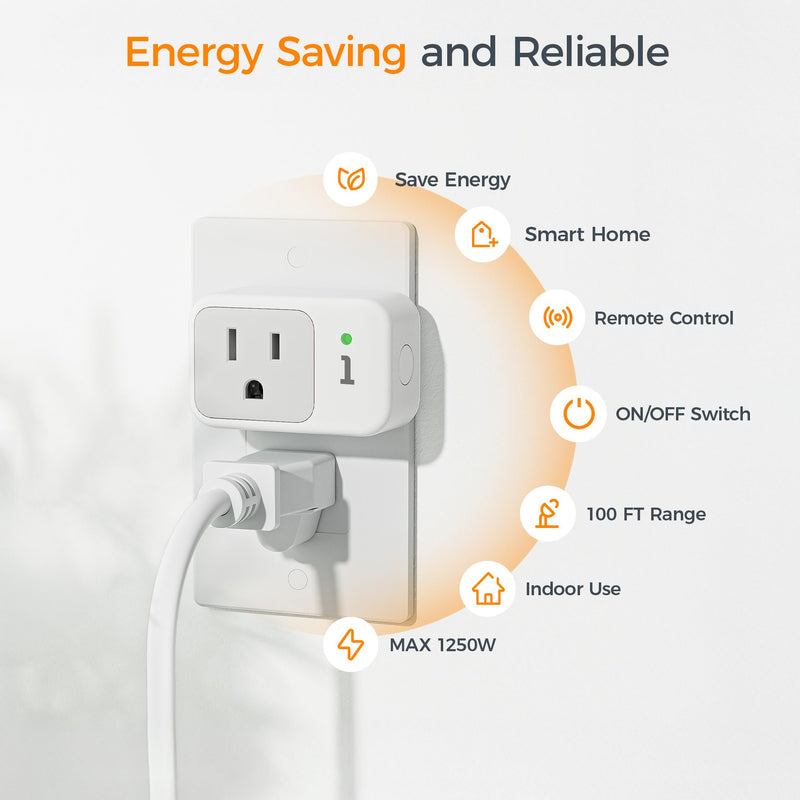 Wireless Remote Control Outlet, TESSAN Electrical Wall Plug with ON/Off Light Switch for Indoor String Lights, Lamps, Home Appliances, 100ft Range (2 Remotes + 5 Outlets) 2 Remote + 5 Outlet