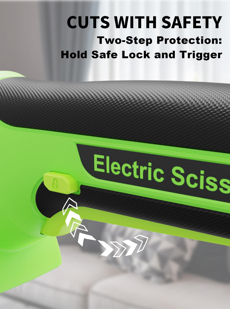 4V 2000mAh Cordless Cardboard Cutter, Electric Box Cutter for Cardboard with 2 Titanium Blades, LED & Safety Lock, Max Cutting1/4", Rotary Cutter for Fabric, Wire Rope Cutters - Emerald Green