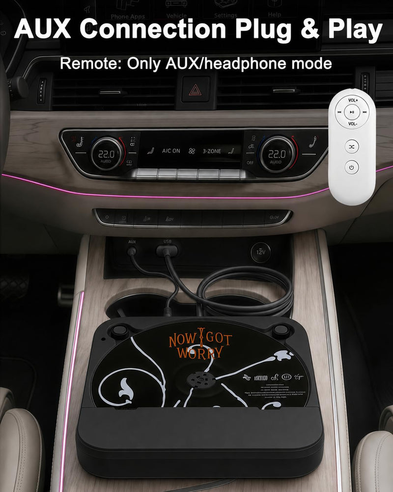 External Car CD Player with USB/AUX Port,Portable Car CD Player with USB-C Adapter & Extension Cable,Universal CDs Player Compatible with Vehicle,Truck,Laptop,TV,Computer (Black) Black