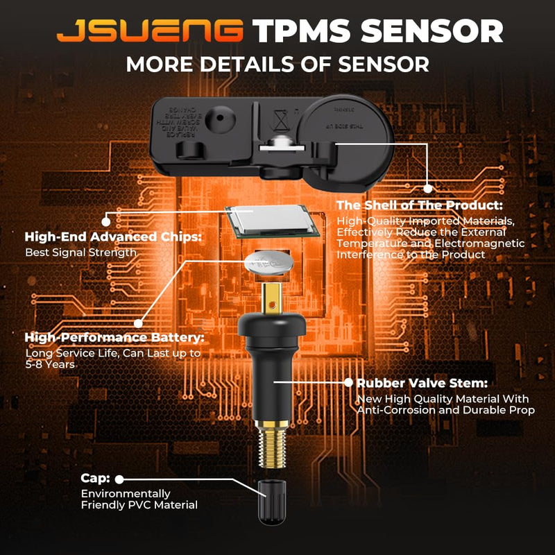 Ford TPMS Sensor, Tire Pressure Monitoring System Sensor fit for Ford F150 F250 F350 F450 Expedition Focus Fusion Mustang, Lincoln MKZ MKS Replaces 9L3Z1A189A 9L3T1A180AF DE8T1A180AA 4-Pack 315Mhz 4 PCS