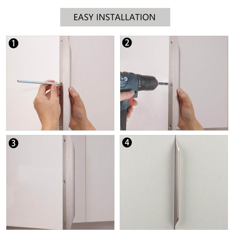 Edge Finger Tab Pulls for Cabinets Invisible Kitchen Concealed Aluminum Flat Hidden Drawer Pull Easy to Install Pack of 6 Brushed Nickel 6 inch 150mm Overall Length Easy Installation 5" Hole Center 6" Overall Length