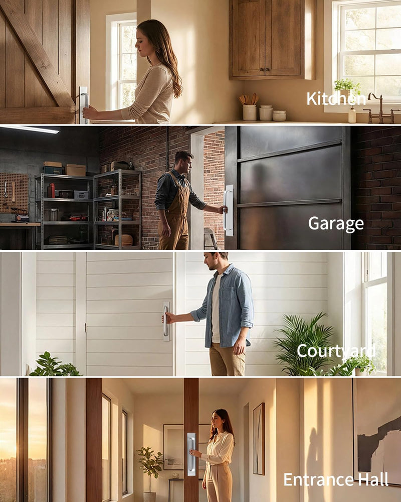 BaiNong 15.7" Heavy Duty Sliding Barn Door Handle Silver Gate Handles | Fits Wooden, Glass, Sliding, Pocket Doors, Fences, Garages, Barns, Sheds for Indoor, Outdoor Use 15.7 Inch 1
