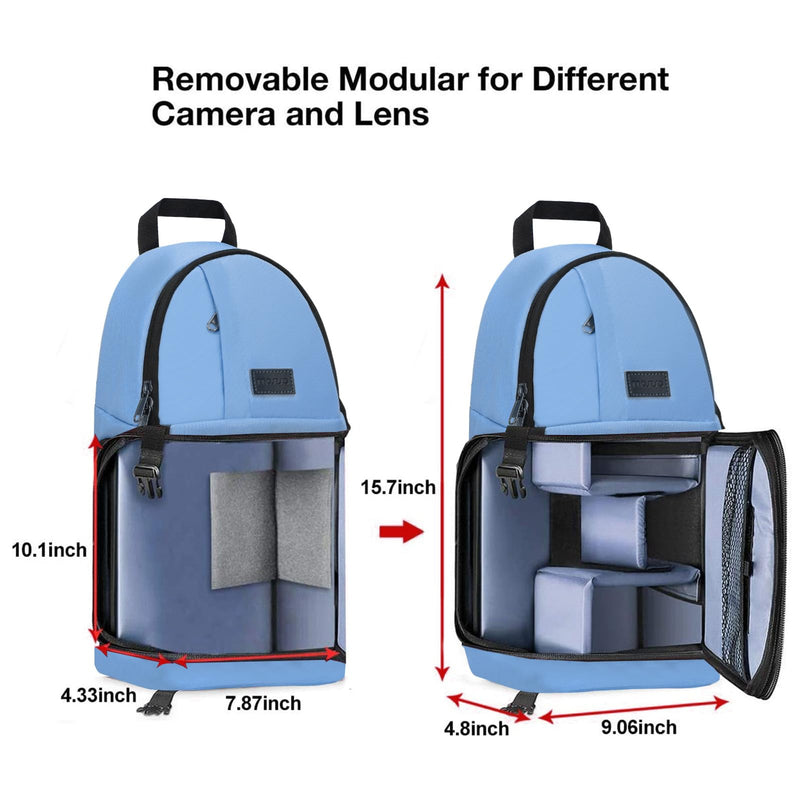 MOSISO Camera Sling Bag, DSLR/SLR/Mirrorless Camera Case Camera Backpack | Shockproof Photography Bag with Tripod Holder&Removable Modular Inserts Compatible with Canon/Nikon/Sony/Fuji, Cerulean Blue