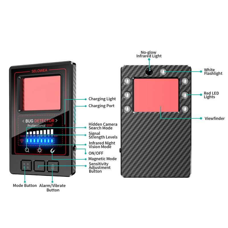 Hidden Camera Detector, Anti Spy Bug GPS Tracker Finder for Travel | Portable; Professional