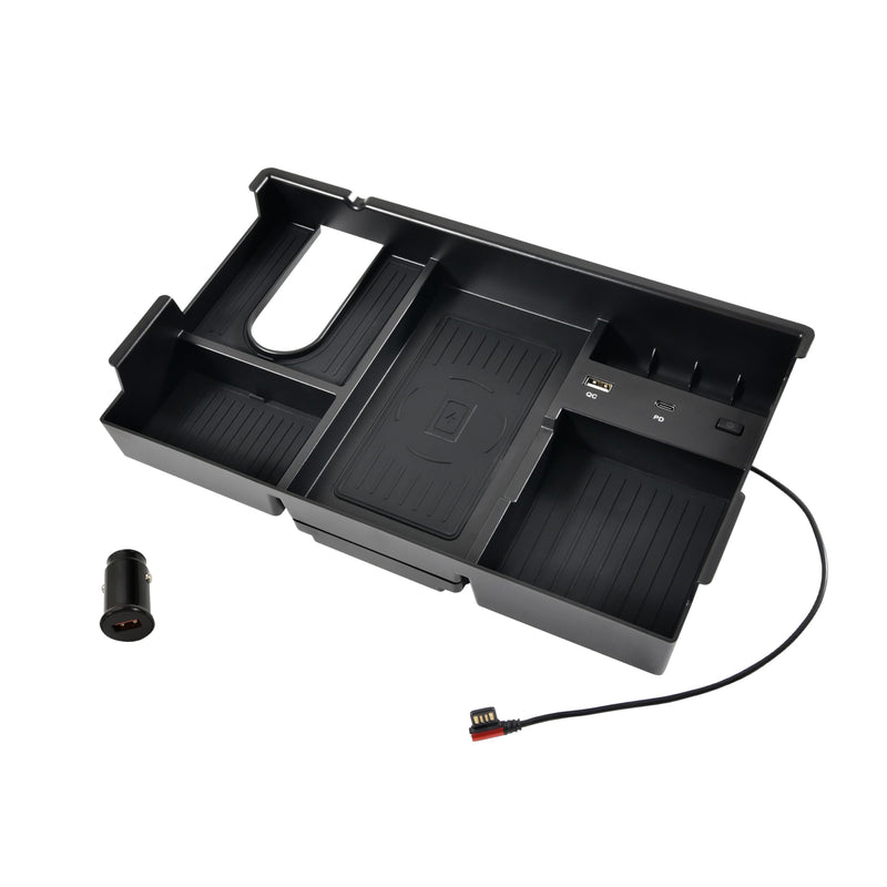 Wireless Charger for Toyota Tundra 2014-2021 Accessories | Center Console Organizer Tray, USB-A USB-C Fast Phone Charging Panel Pad, Armrest Storage Box for Tundra