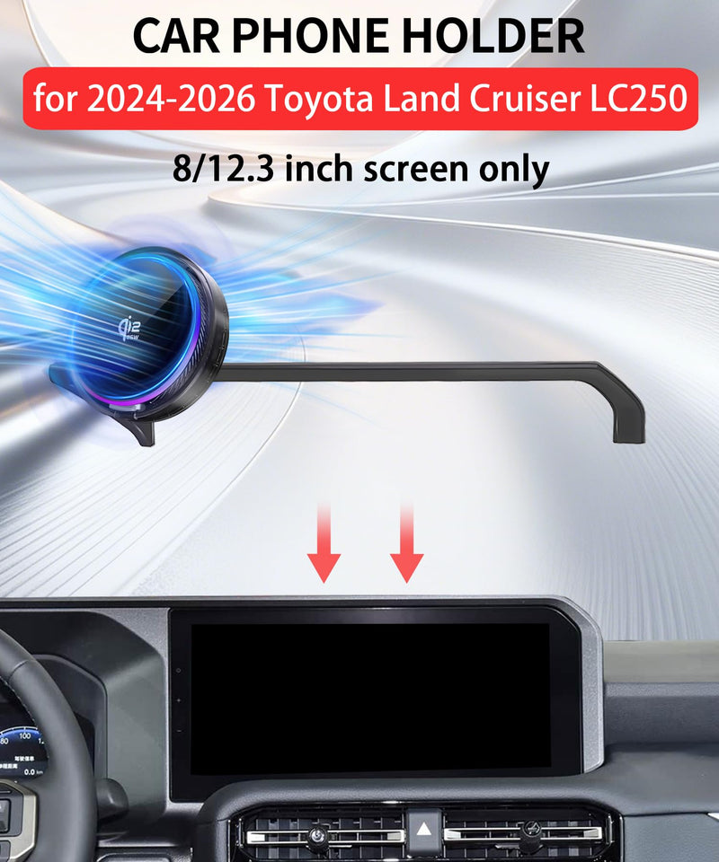 25W Car Mount Charger for Toyota Land Cruiser LC250 8/12.3-Inch | 2024-2026 Toyota Land Cruiser LC250 Qi2.2 25W MagSafe Fast Charging Cell Phone Holder Accessories,with Cooling Fan