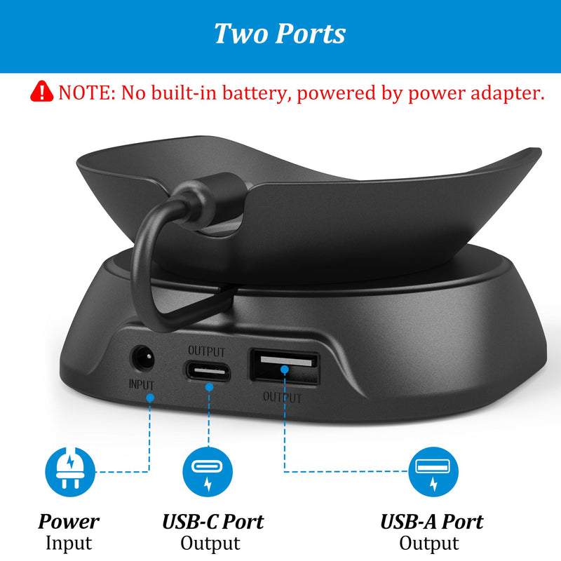PlusAcc Stand for Spot with USB-C and USB-A Charging Ports, Desktop Holder Base Accessories for Cellphones and Earbuds, Space-Saving Design (Black) Black