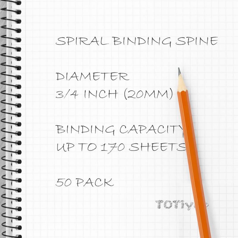TOTiyea 50 Pack Plastic Spiral Binding Coils,20mm(3/4 ") Binding Spirals,170 Sheet Capacity,4:1 Pitch, Black 3/4" (170 Sheet Capacity)