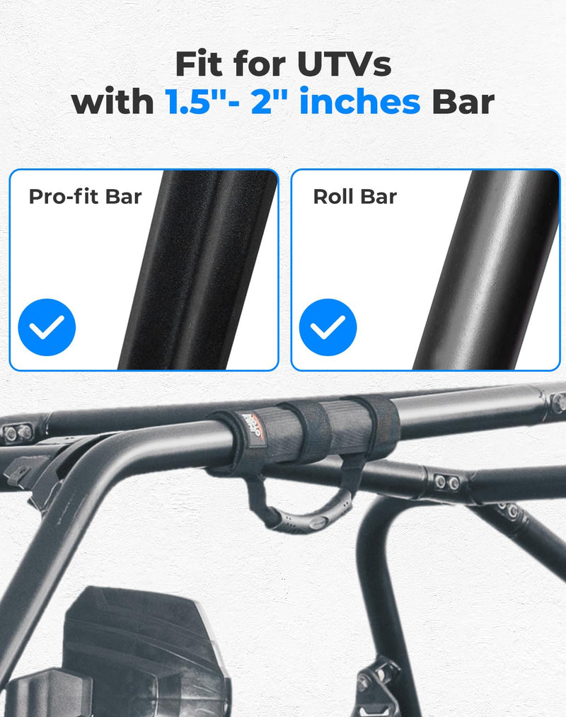 KEMIMOTO 4 PCS UTV Grab Handles Grip, Fit 1.5-2 inch Round Bar & Pro-fit Cage, Compatible with Teryx Mule, Cfmoto, John Deere Gator, Pioneer, Talon, Can-am Maverick, Polaris RZR Ranger, Accessories