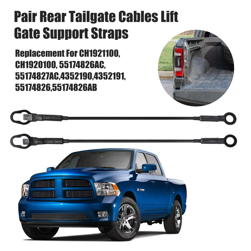 BACKVOLT 1 Pair Tailgate Cable Compatible With 1987-2011 Dodge Dakota Replacement For 55174826AC, 55174827AC