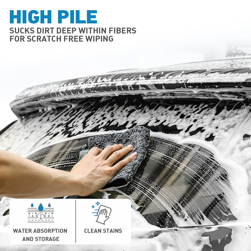 Microfiber Towels Gray for Cars - 6 Pack, High & Short Pile Micro Fiber Cleaning Cloth for Car Washing Drying & Auto Detailing, Water Absorption Lint Free & Non-Streak 6 Pack (23.6" x 15.7")