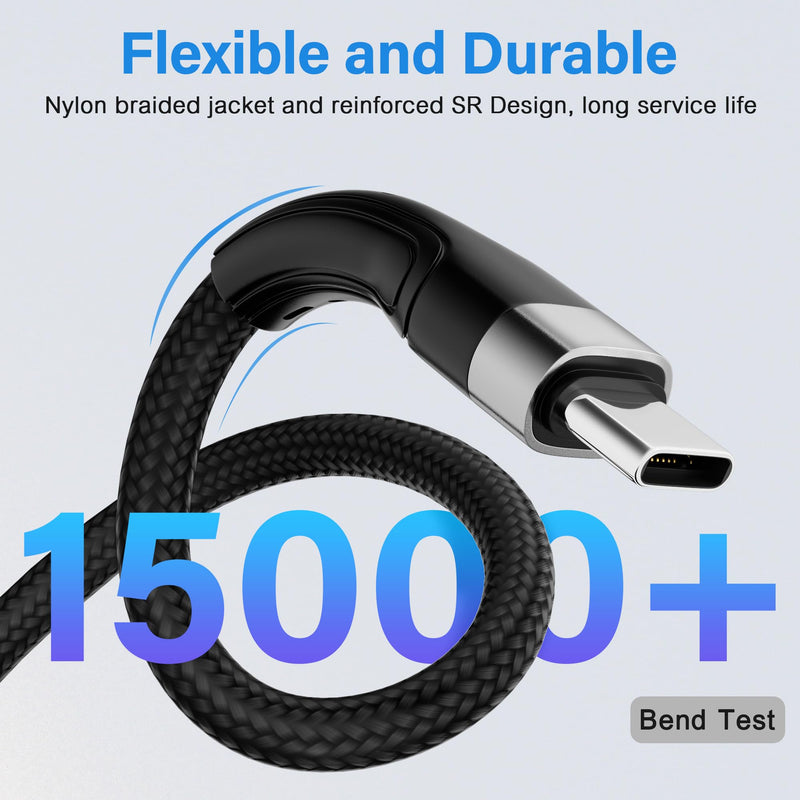 USB Type C Cable (8FT, 10-Pack), USB-C to USB C Fast Charging Cable, Compatible with iPhone 17 Air 16 15 Plus Pro Max, iPad Pro, Galaxy S25 S24 S23, CarPlay, LG and More 8FT