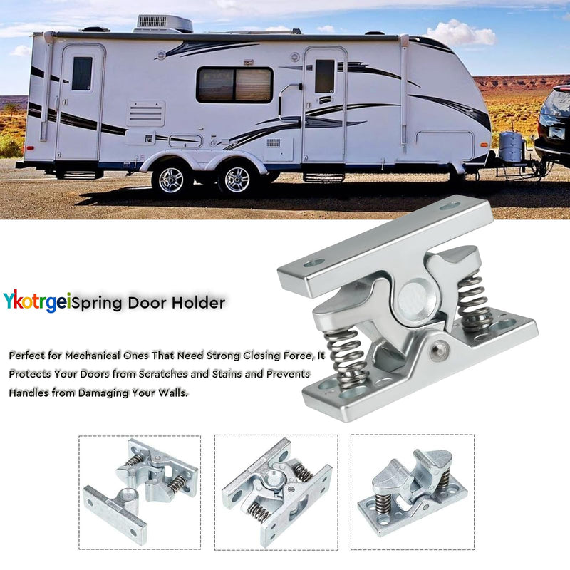 Heavy RV Door Holder Zinc Alloy Trailer Door Latch, Spring Loaded Double Roller Catch Easy Lock Stop for Trailers, Boats, Garage, Cabinets & Home Use with Screws (4 Pcs) 4 Pcs