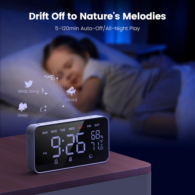 Dekala Bed Shaker Loud Alarm Clock for Heavy Sleepers Adults, Vibrating Dual Alarm Clocks for Bedrooms, Large Display Auto Dimmer,Temperature & Humidity Detect, 7-Day Programmable, Ideal Gift