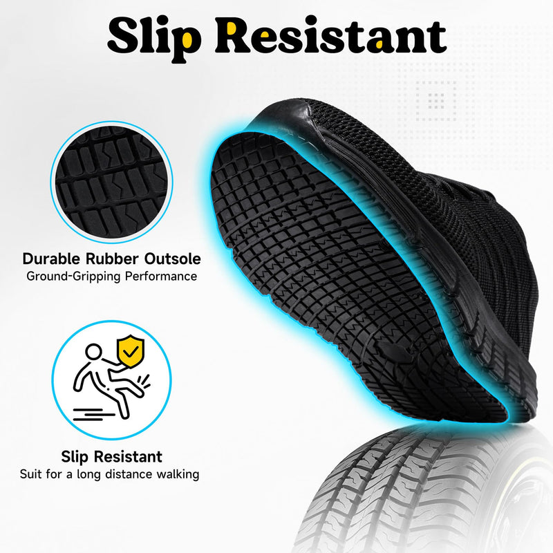 Non Slip Work Shoes for Women Slip On Sneakers Water Resistant Shoe Slip Resistant Food Service Zapatos Antideslizantes para Mujer, Black US 5-11 8 Polar Night