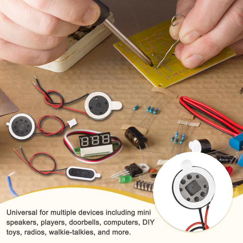 10pcs Internal Magnet Speaker (13mm / 0.5" Dia) - 1W 8 Ohm Round Internal Micro Magnet Loudspeaker with 60mm Terminal Wire for DVD EVD Mobile Portable Advertising Machine, Black 0.5" + 60mm Terminal 10