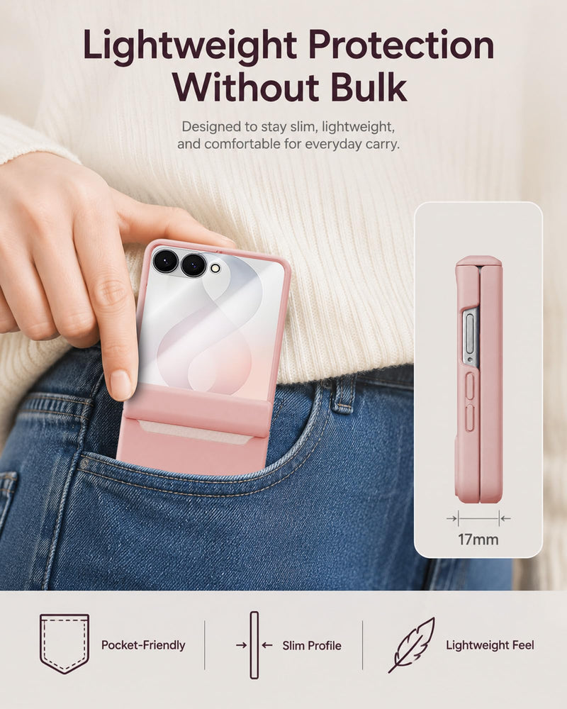 STORMTAL for Samsung Galaxy Z Flip 8 Case, Hinge Protection, Built-in Screen Protector, Wireless Charging, Shockproof, Slim Rugged Phone Protective Case for Galaxy Z Flip 8 Pink