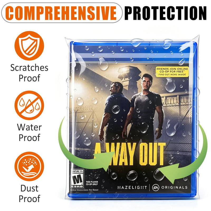 14 mm Blu-Ray Resealable Sleeves, Steelbook Protective Sleeves- Compatible with Blu-Ray, and HD-DVD, Pack of 100