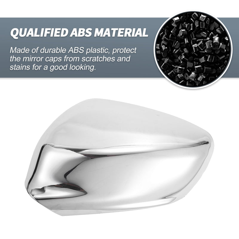 X AUTOHAUX Pair Car Rear View Driver Passenger Side Mirror Cover Cap Overlay Chrome Plated for Peugeot 301 2013-2018 Mirror Guard Covers Exterior Decoration Trim