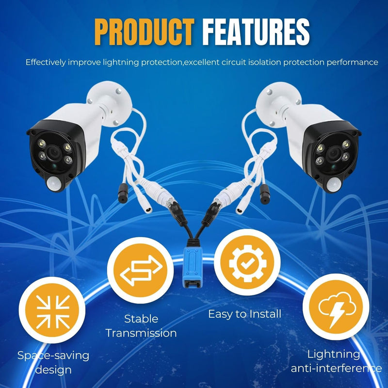 TNP RJ45 Ethernet Cable Combiner/Splitter Kit (1 Pair) - 2 Male to 1 Female POE Data Adapter LAN Ethernet Network Extender Y Splitter Cat5 Cat5e Cat6 UPOE Cable for Surveillance Security Monitoring 1 Pair 2MMF