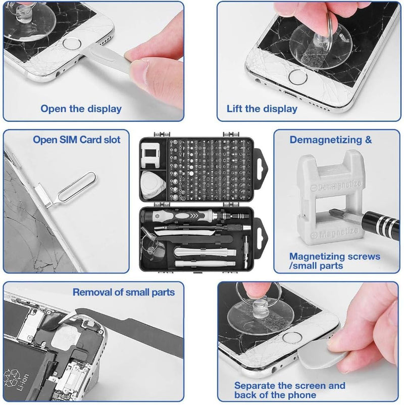 Generic Precision Magnetic Screwdriver Set 124-Piece Electronics Tool Kit with 101 Bits, for Computer, Laptop, Cell Phone, PC, Mac, iPhones Repair, Black