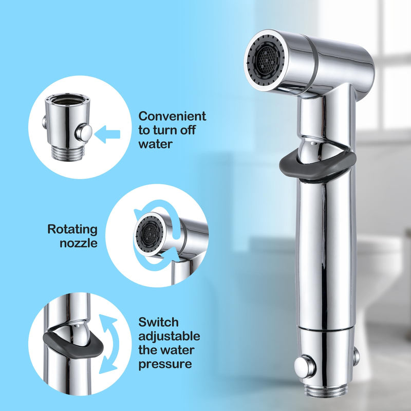 Handheld Bidet Sprayer for Toilet Kit Cleaning Assistant Jet Spray Bidet Attachment with Adjustable Water Pressure Easy Control One Button Shut-Off Water