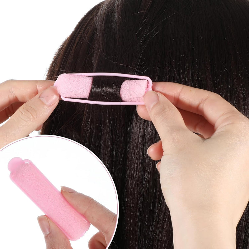 29 Pack Foam Hair Rollers, Sponge Curlers for Heatless Styling, Soft Small 6.8cm Rollers for Fine & Thin Hair, Overnight Sleep in Curls for Women & Children, Pink Hair Roller Set