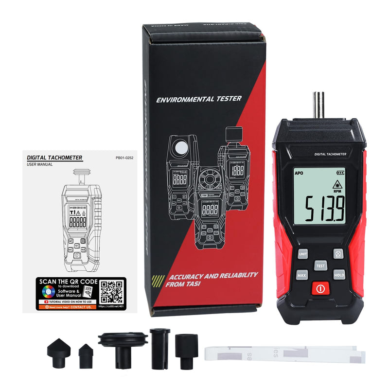 2-in-1 Digital Tachometer, Non Contact RPM Meter Laser Photo Tachometer 3~100,000 RPM, Contact RPM Tachometer 3~19999RPM Speed Meter with Data Hold, Max/Min/AVG