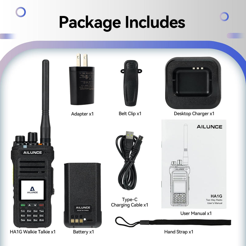 Retevis Ailunce HA1G GMRS Radio, GMRS Handheld Radio, Repeater Capable Bundle with Retevis Audio Adapter to 2 Pin Connector Walkie Talkies Earpiece