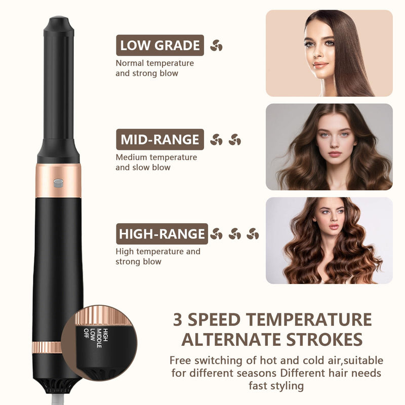 Hair Dryer Brush, 5 in 1 Hot Air Brush, 1000W Multi-Functional Hot Brushes with Detachable Heads for Hair Styling for Curling, Straightening, Drying, (A Heat-Resistant Glove)