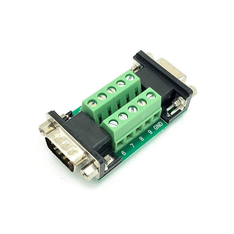 DB9 Female and Male Connector in One Breakout Board,RS232/RS485/CAN/RS422 with DB9 Connector to Terminal Board Signal Module(2pcsDB9 Female/Male) DB9Female/Male-TerminalBoard_2 Packs